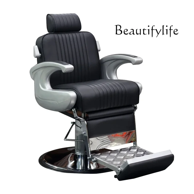 

High-End Men's Retro Oil Head Large Chair for Hair Salon Outlet Reclining Scraping Chair