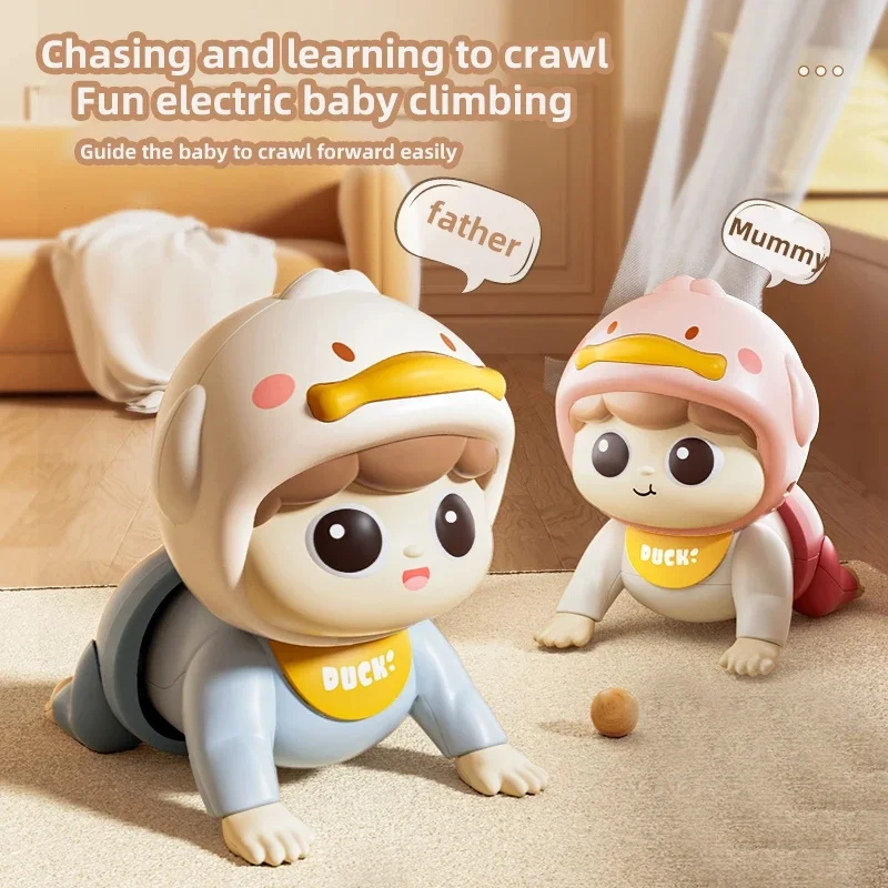 Musical Crawling Doll Baby Toy with Music Learning Crawling Guidance Head Up Training Interactive Vocal Developmental
