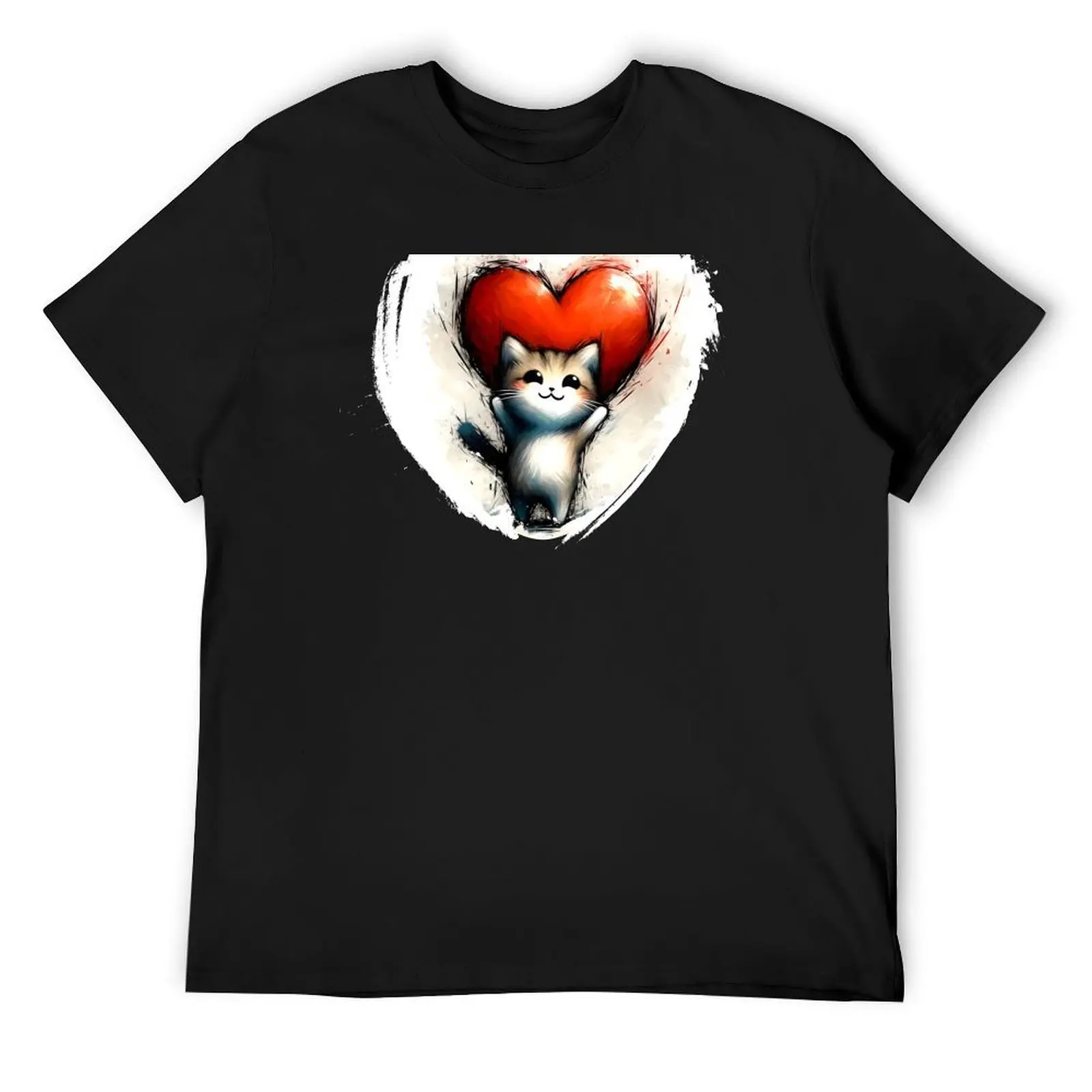 valentines cat, cute cat T-Shirt shirts graphic tees quick drying graphics cotton t shirt men