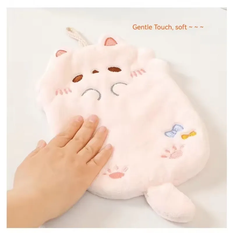 1/3Pcs Wholesale Cute Cartoon Tanuki Hanging Towel Coral Velvet Hair Does Not Lose Thick Cloth Kitchen Bathroom Absorbent Towels