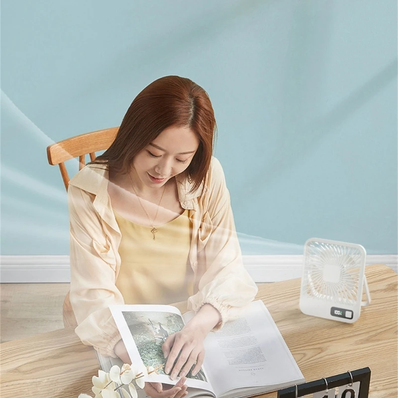 ポータブル折りたたみ式デスクトップファン,充電式,5スピード,サイレント,スタンド付き,冷却,旅行,オフィス,キャンプ用