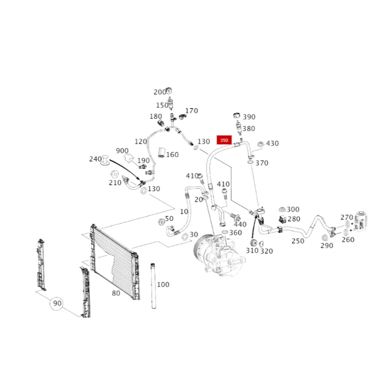 A2468305600 CL A180 CL A250 CL A45 B180 W176 W246 Separation point of refrigerant pipeline compressor