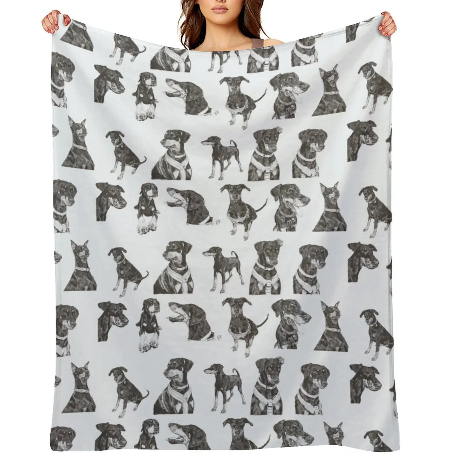 

Doberman Collection Throw Blanket Quilt Cute manga for sofa Blankets