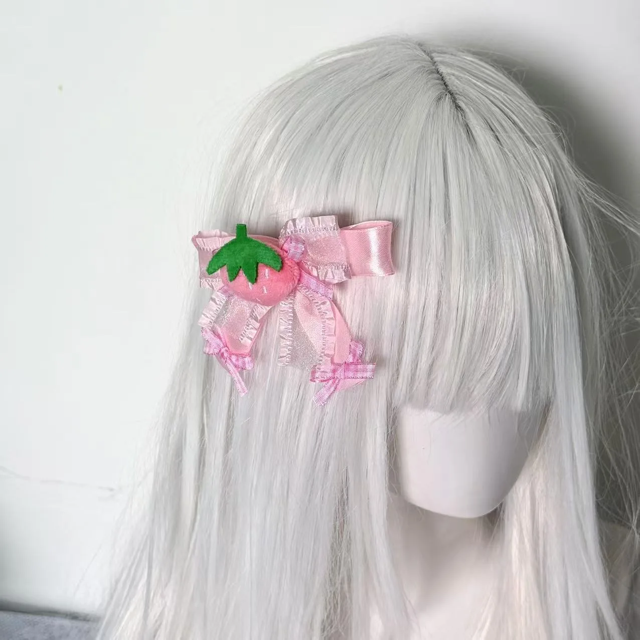 딸기 헤어 클립 달콤한 그리드 리본 패션 활 바레트 로리타 소녀 어린이 아기 유행 한국 액세서리 머리 장식