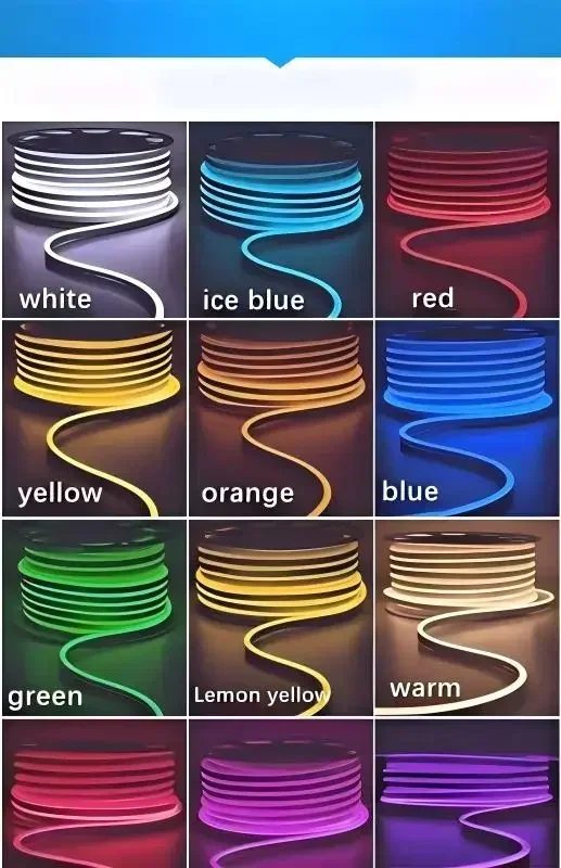 LED Neon Light Strip DC 12V Waterproof Neon Sign 6X12mm Silicone Rope Lights Flexible Lamp Decoration with DC Plug/2pin Wire