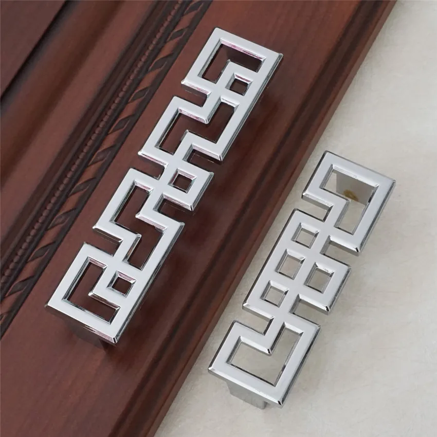 Maniglia per porta in argento comò tira maniglie manopole/maniglie per mobili in stile cinese manopola per maniglia armadio da cucina maniglia Bling