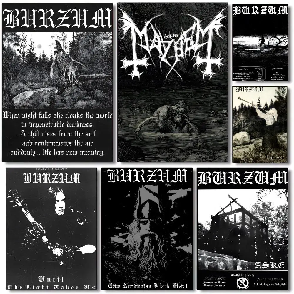 Burzum Band Black Metal Poster Self-adhesive Advanced Aesthetic Printing Paper Wall Art for Living Room Home Decor