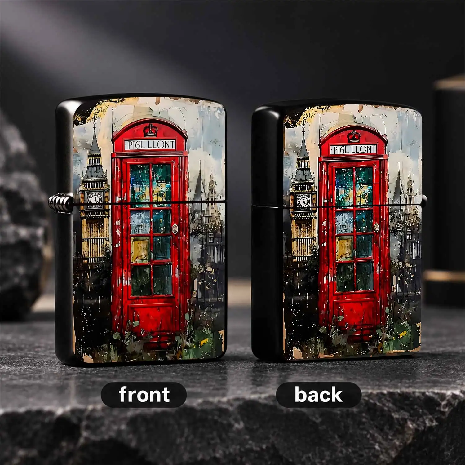 Vintage London Themed Pocket Accessory, Retro Art Style Print With Iconic Red Telephone Booth And Elizabeth Tower Pattern, Portable Versatile Decor Item For Daily Multi-Scene Use, Unique Creative Souvenir Gift For Friend A Humorous And Inte