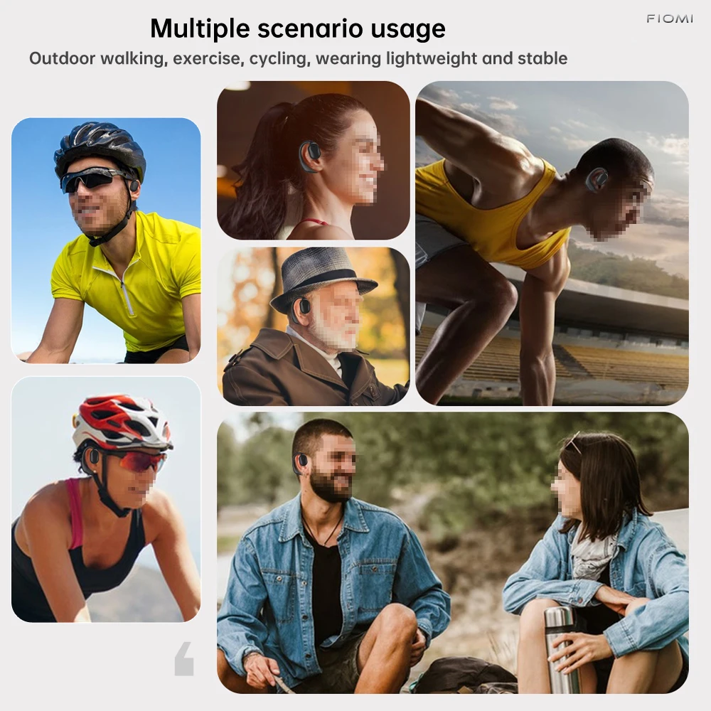 FIOMI Hanging ear type Earphones Earbuds With Mic Touch Control For Sports And Running,TWS BT5.3 Ear Buds With LED charging box