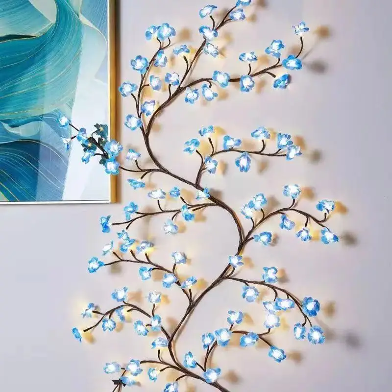 1PC96 조명 1.8m 길이 LED 로맨틱 벚꽃 덩굴 조명, 자유롭게 구부리고 모양을 만들 수 있음, LED 발광 트리 조명 침실용