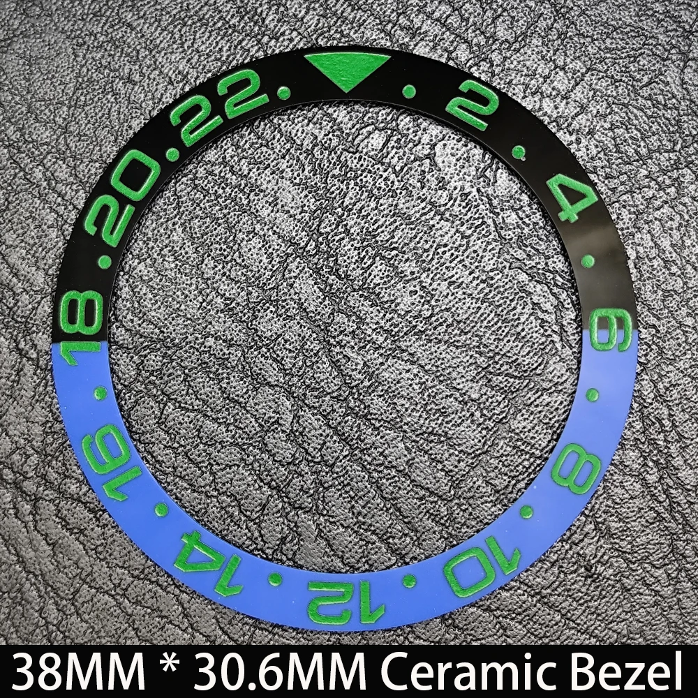 38mm*30.6mm Sloping Ceramic/Aluminum Blue Luminous Watch Bezel Insert Fit GMT 40mm Diving Watch Case Ring Replacement Mod Parts