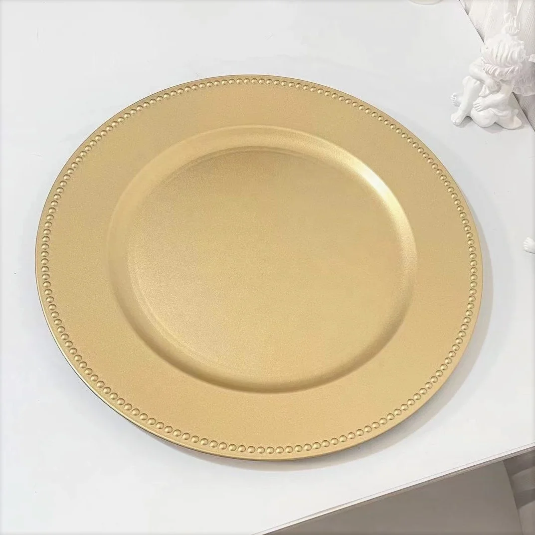 Decorative Gold Silver Various Colors Table Party Plates 13 inch Round Plastic Reef Plate For Home Wedding Party Decor