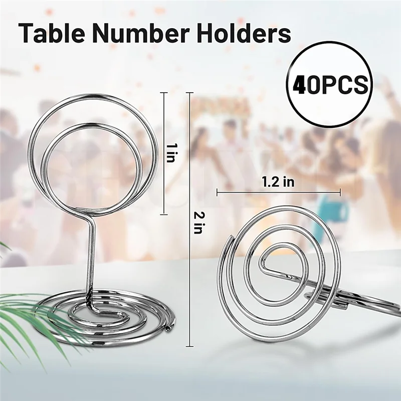 40Piece Table Number Holders Place Card Holder Cards Stand Name Menu Clips For Wedding Birthday Party