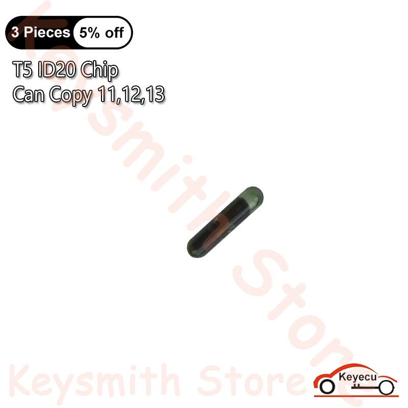 KEYECU Cloneable Chip Blank T5 ID20 Glass Transponder Chip Can Copy ID11 12 13 ( TP05 ) Car Key Chip