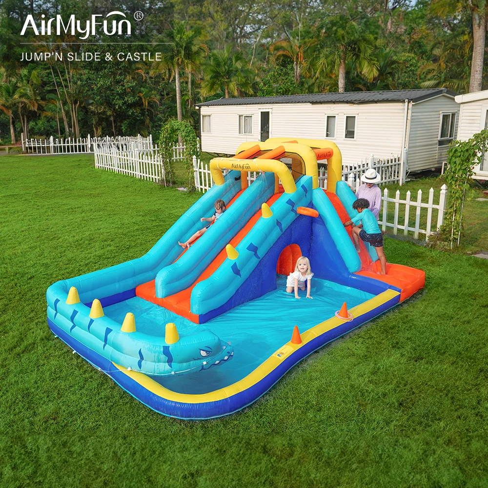 

Custom Trampoline Castle Inflatable Bounce House Water Slide Park Climbing Wall Jumping And Splash Pool Kids Bouncy Castle