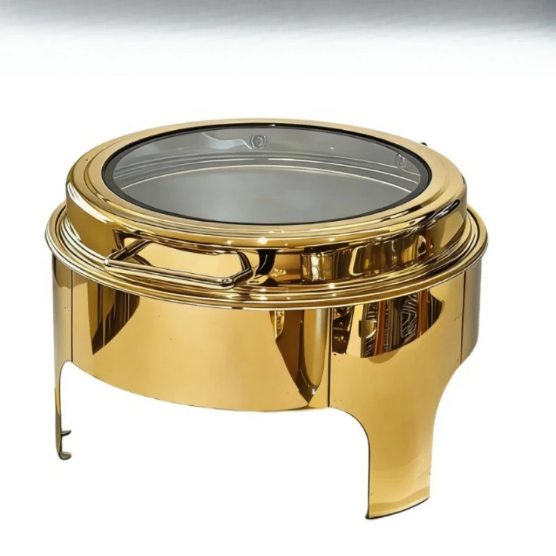 Modern 6L Gold Round Chafing Dish Stainless Steel for Small Party Catering Event