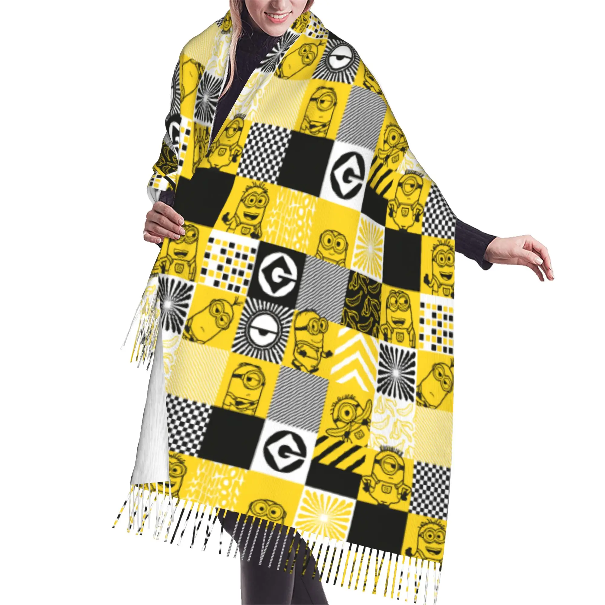 Custom Print M-Minioned Cartoon Scarf  Men Women Winter Fall Warm Scarves Animes  Shawl Wrap