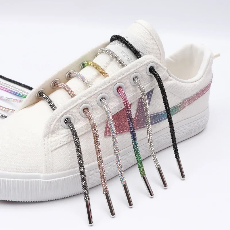 

1 шт. радужные шнурки с бриллиантами, роскошные круглые шнурки со стразами для кроссовок, подходящие для обуви и одежды своими руками шнурки