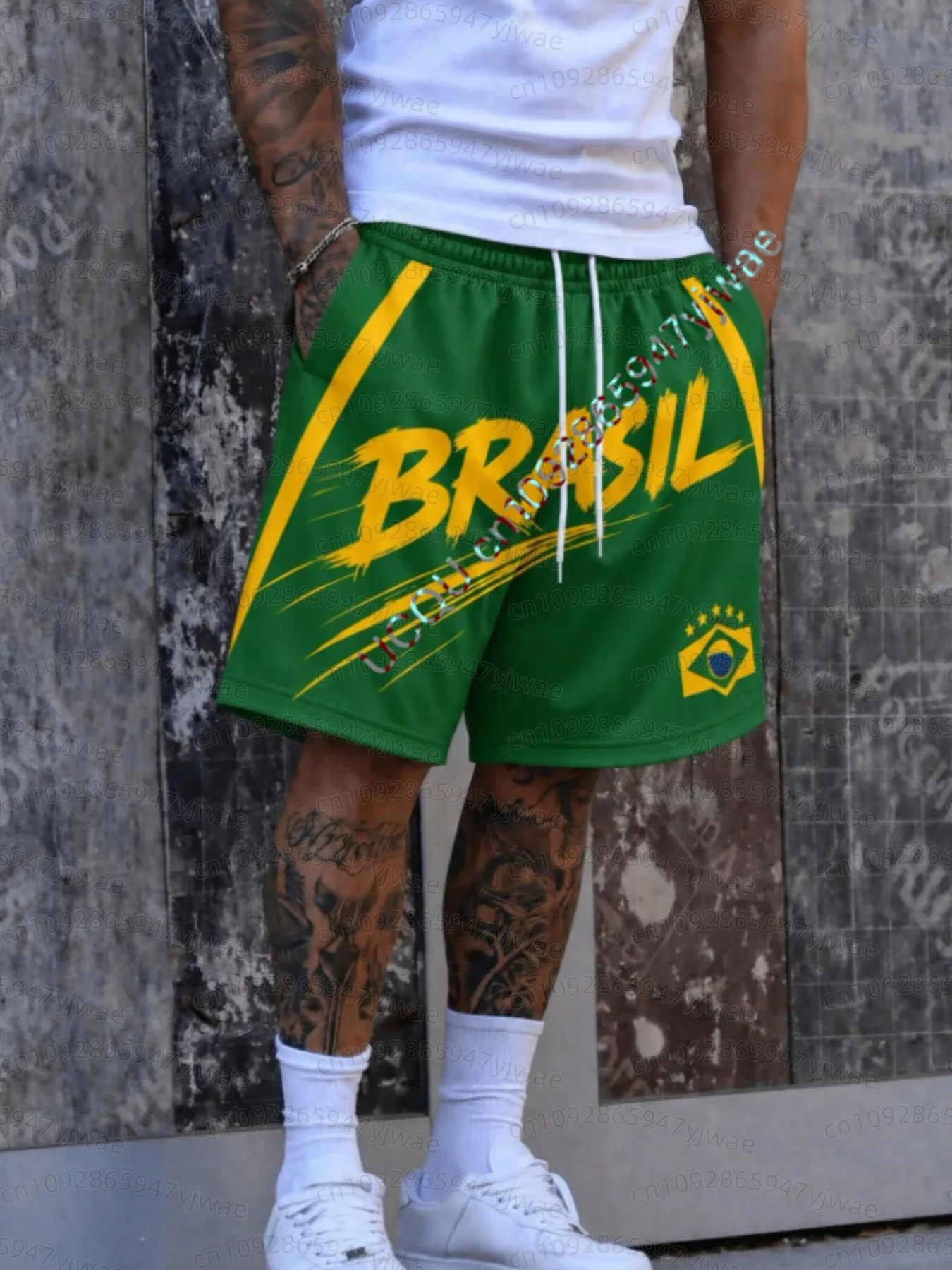 26 Urlaubs-Sommer-Shorts für Herren, BRASIL 10, mit Schneeflocken- und Weihnachtsmotiv-Druck, schnelltrocknende Strandshorts – Detail 10