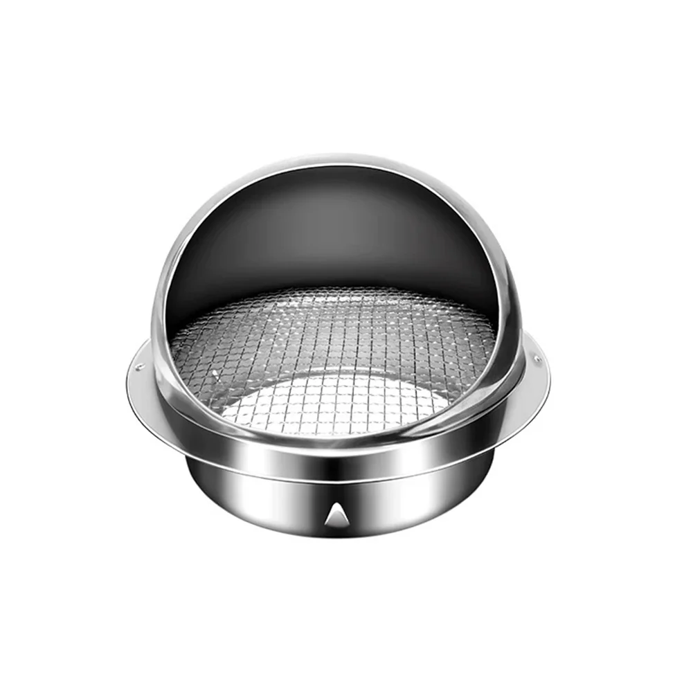 Stainless Steel Exhaust Cap Rain Cap Wall Vent Outlet Air Vent Grille Bathroom Vents Extractors Round Brushed Bull Nosed