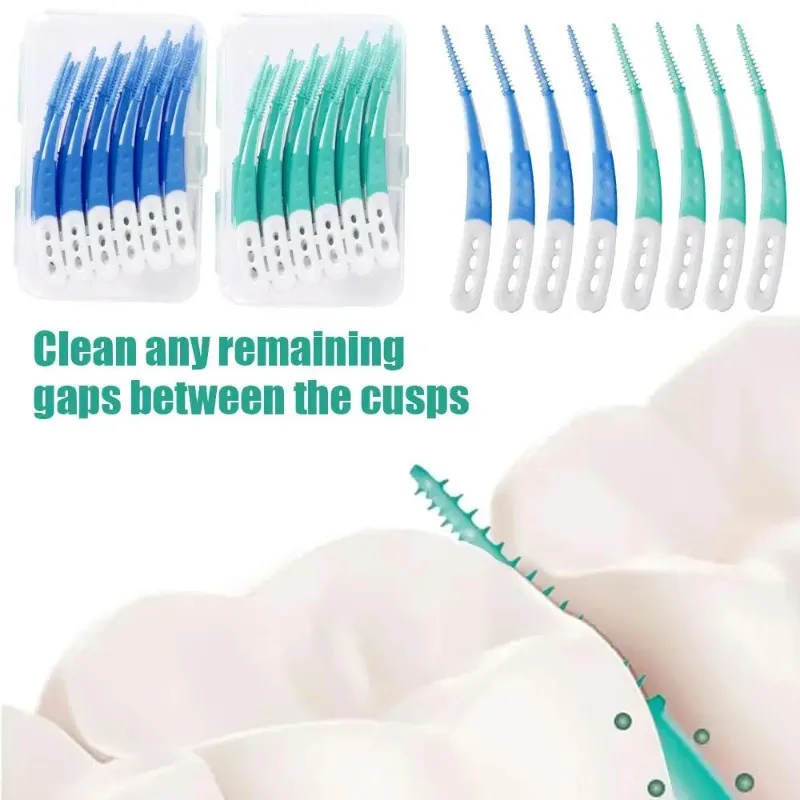 60pcs Silicone Interdental Brush Soft Disposable Dental Floss Picks Cleaning Soft Bristle Toothpicks Deep Cleaning Tooth Brush