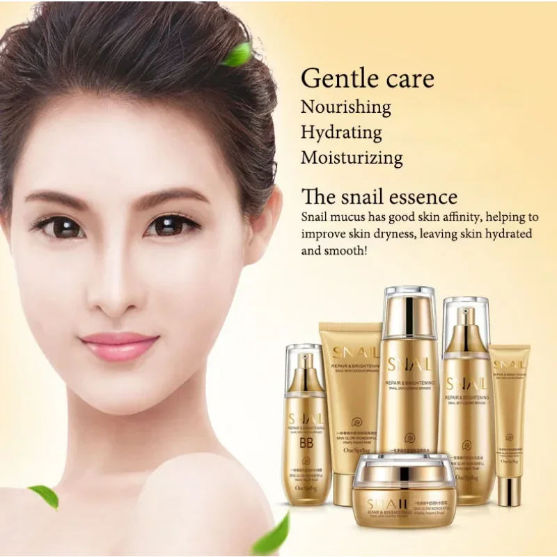 6 ชิ้น/เซ็ต Snail Anti-aging Skin Care ชุดครีมบํารุงผิวหน้าครีมล้างหน้า Toner Anti-wrinkle Korea Face Skin Care ผลิตภัณฑ์