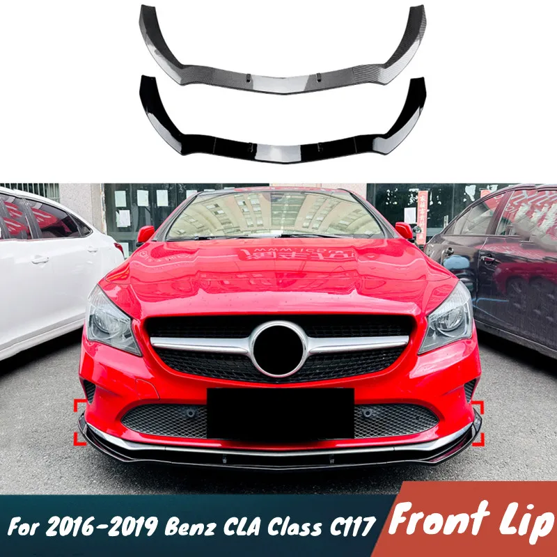 

Для 2016-2019 Benz CLA Class C117 3 шт./компл. ABS пластик автомобильный передний бампер губа подбородок спойлер Bodykit внешние аксессуары