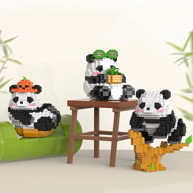 2024 Mini Cute Panda Micro Building Blocks 3D Diamond Model Animals Bricks DIY City Construction Toys for Children Kids Gift