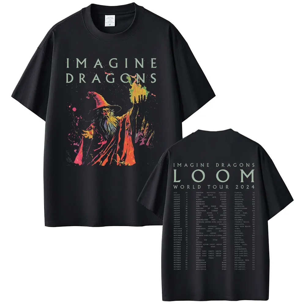 

Rock Band Imagine Dragons Loom World Tour 2025 T Shirt Men Women Hip Hop Oversized T-shirts Male Casual Cotton Vintage T-shirt