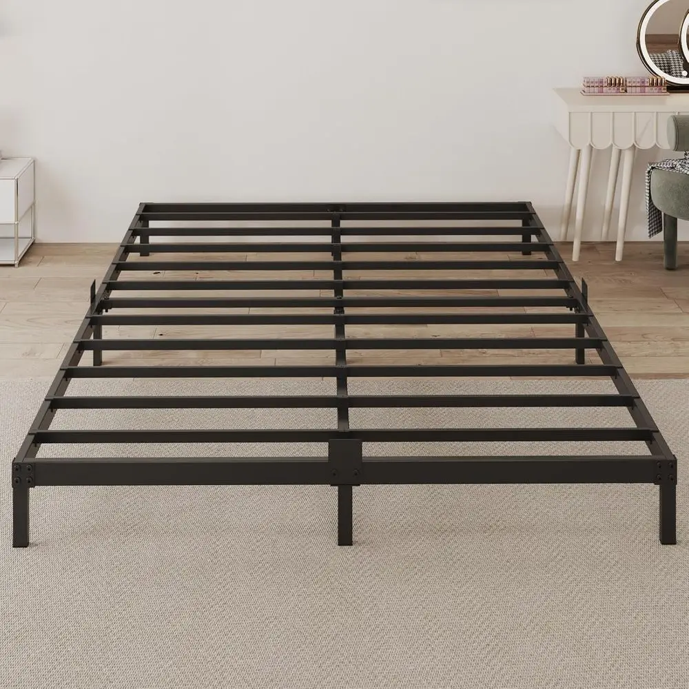 

6 Inch Heavy Duty Steel Slat Platform Bed with Mattress Stopper, Noise-Free, No Box Spring Needed, Easy Assembly