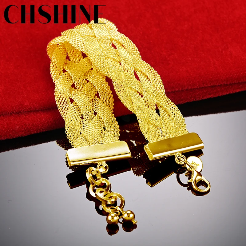 

CHSHINE 18K Gold Weavd Chain Bracelet For Women Wedding Engagement Party Fashion Charm Jewelry