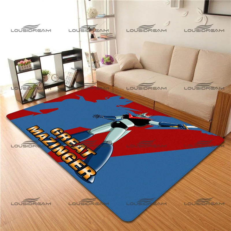 Square Flannel Robot Carpet Classic Animated Mazinger-Z Pattern Rugs Modern Home Living Room Floor Mats Bedroom Carpet