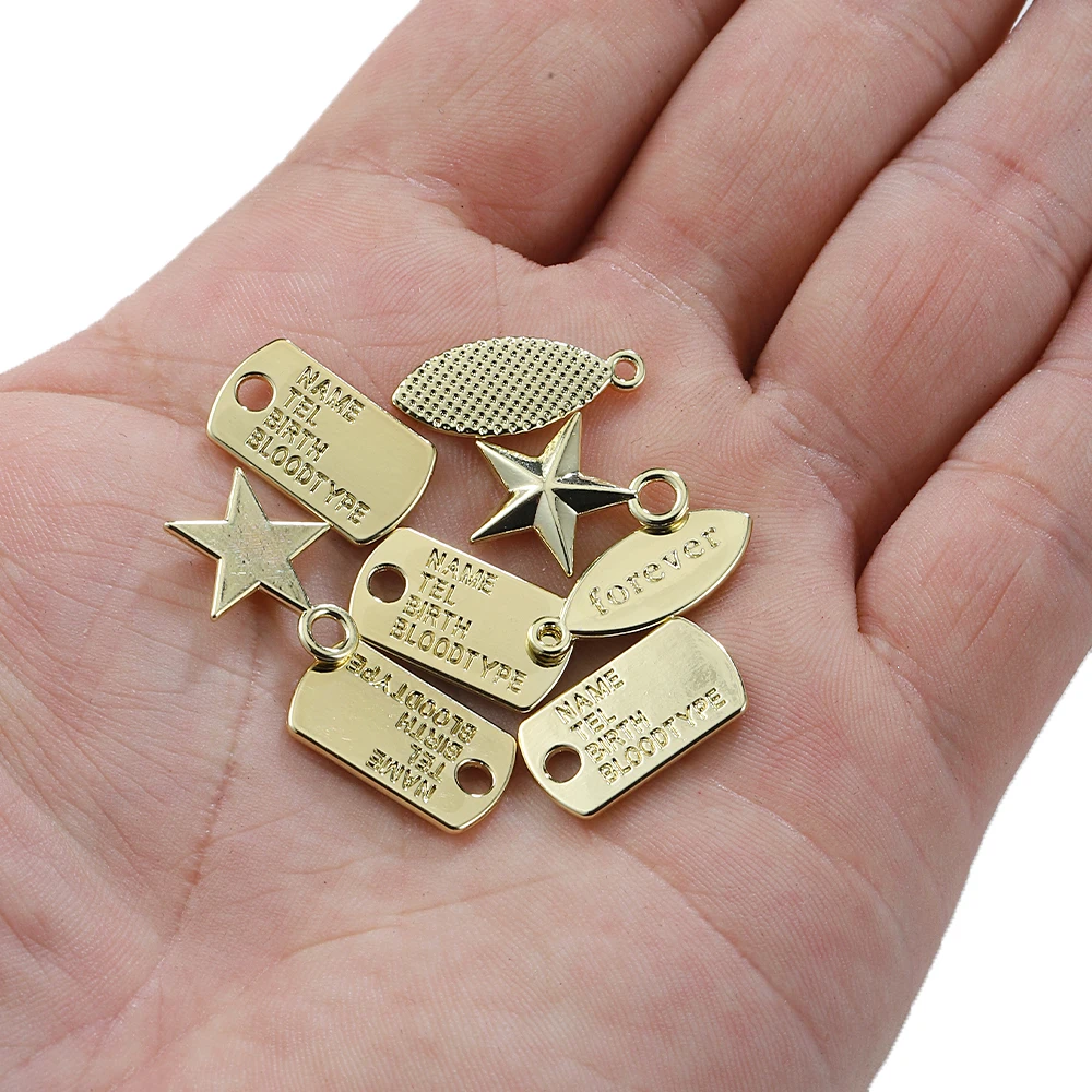 5pcs Alloy Charms Pendants Geometrical shape Gold Color for Anklet Keychain Bracelet Necklace Jewelry Making DIY Wholesale