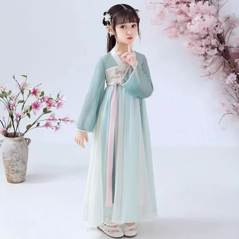 

Girls Hanfu Dress Cute Kids Carnival Cosplay Costume Ancient Traditional Child Chinese Hanfu Dance Perform Dress Christmas Gift