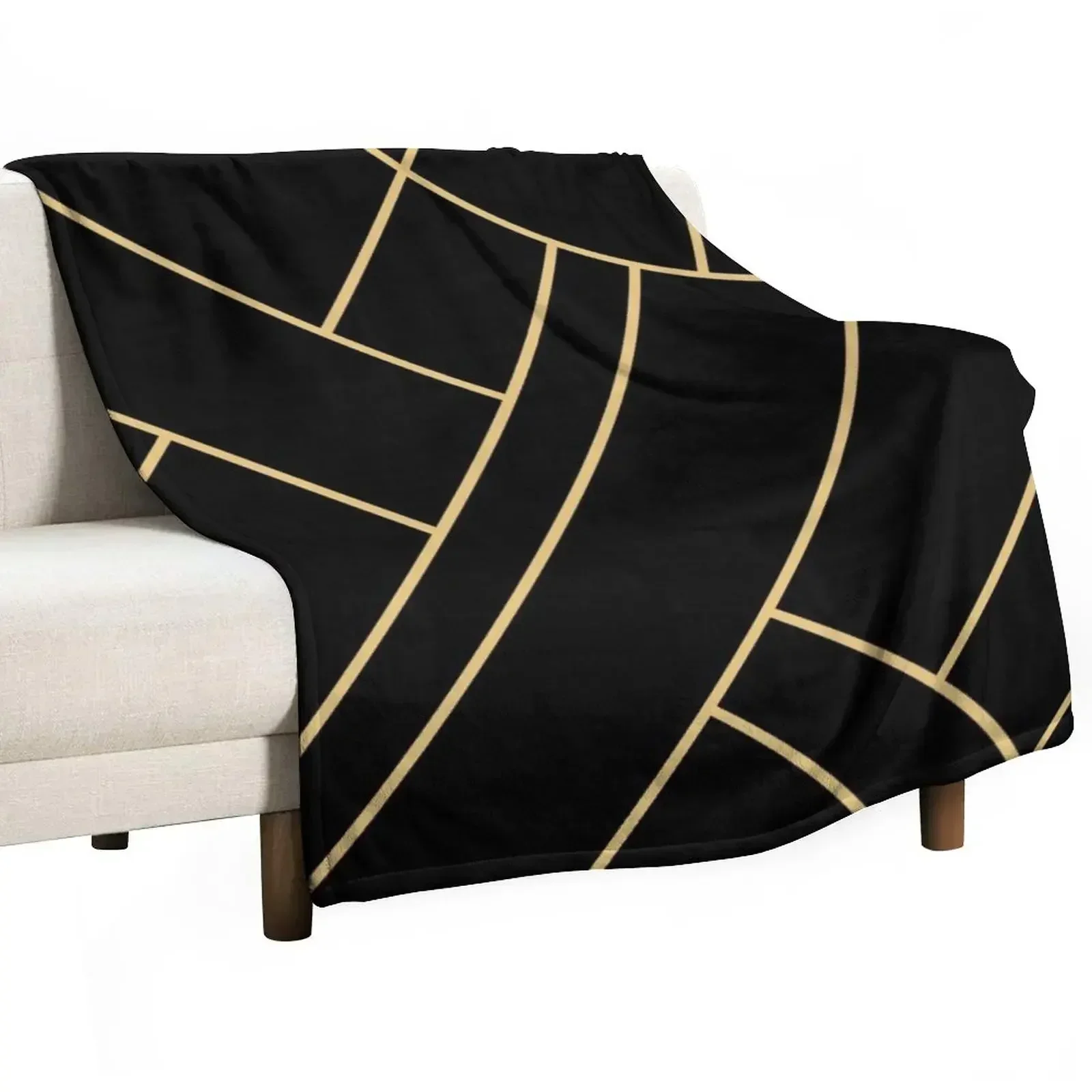 Black Gold Stone Geometric Throw Blanket blankets and throws warm winter Hairys Blankets