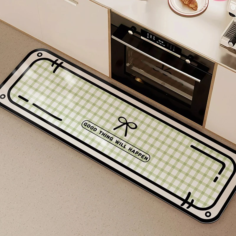 المطبخ الكلمة حصيرة الوردي منقوشة شريط طويل عداء البساط بولي كلوريد الفينيل عدم الانزلاق المطبخ السجاد النفط واقية مقاوم للماء مكافحة الحشف قابل للغسل الحصير #2