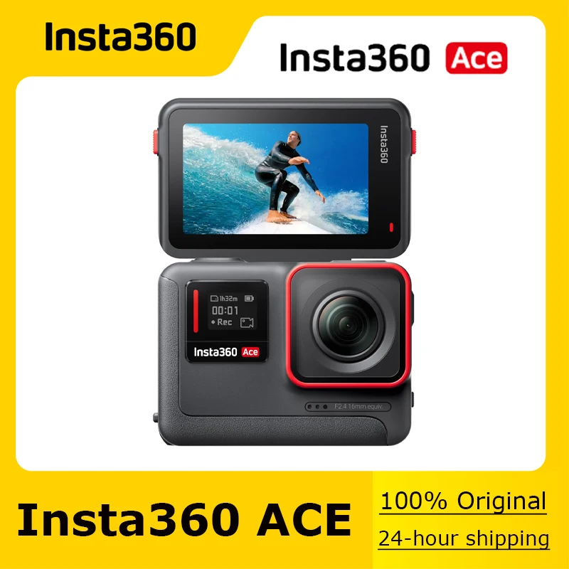 

Original Insta360 Ace - 4K120fps Waterproof Action Camera, 1/2" Sensor with AI Noise Reduction, 2.4" Flip Screen, 48MP Photos