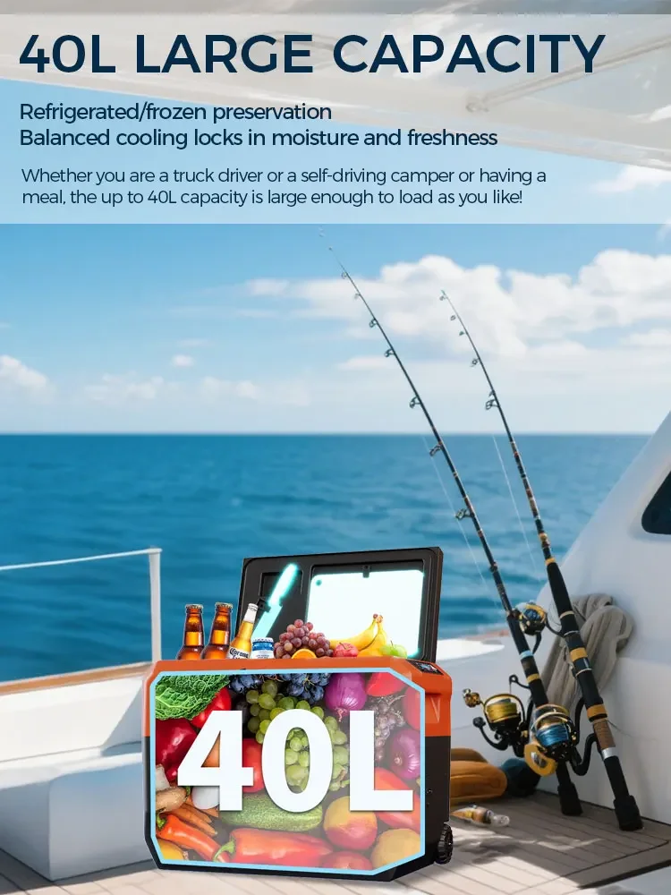 Outdoor 40L USB Portable Car Fridge Solar DC16.8V AC220V Output Refrigerator Energy Storage 1081WH Battery Inverter Technology