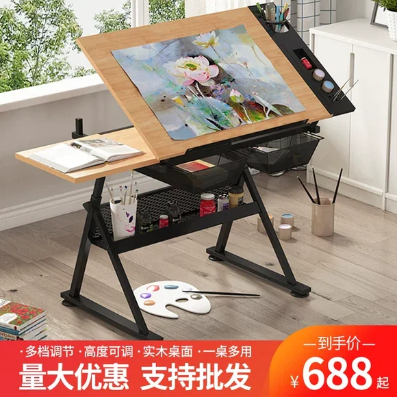 Children's study table Elementary school students Writing homework desk Children can lift simple table Household desks and