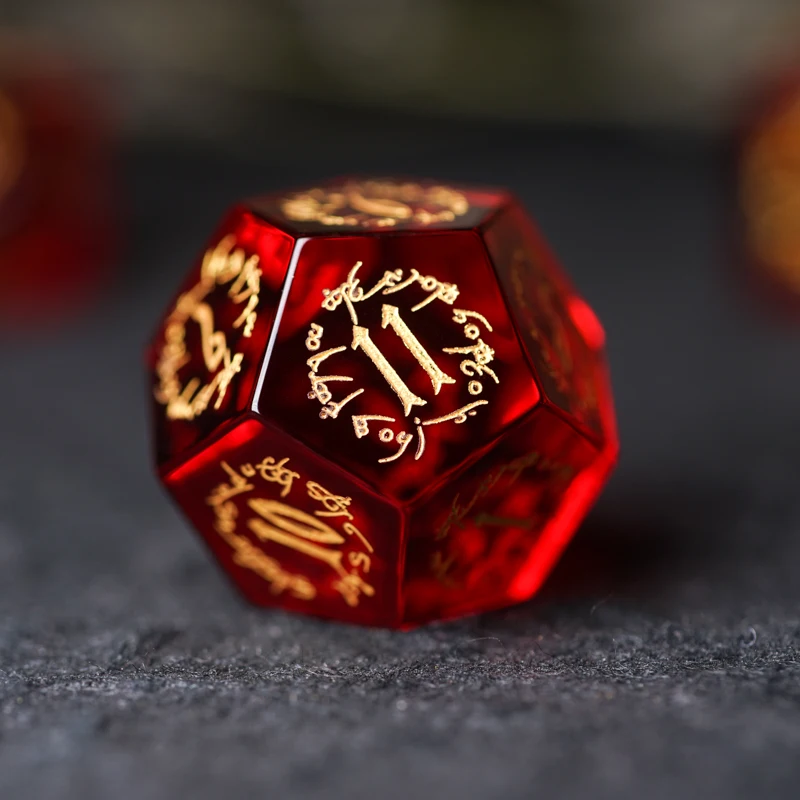 Cthulhu DND Dice Engraved Elf Secret Word RPG Dice Red Glass Beads COC Board Games Die Dungeons and Dragons Personalized Gifts