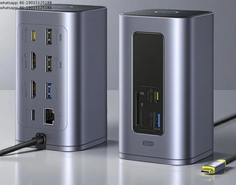 

12-in-1 USB C HUB to HDMI 4K@60Hz Dual Display USB 3.2 Adapter with RJ45 SD TF PD 100W Docking Station for Window Mac Hub