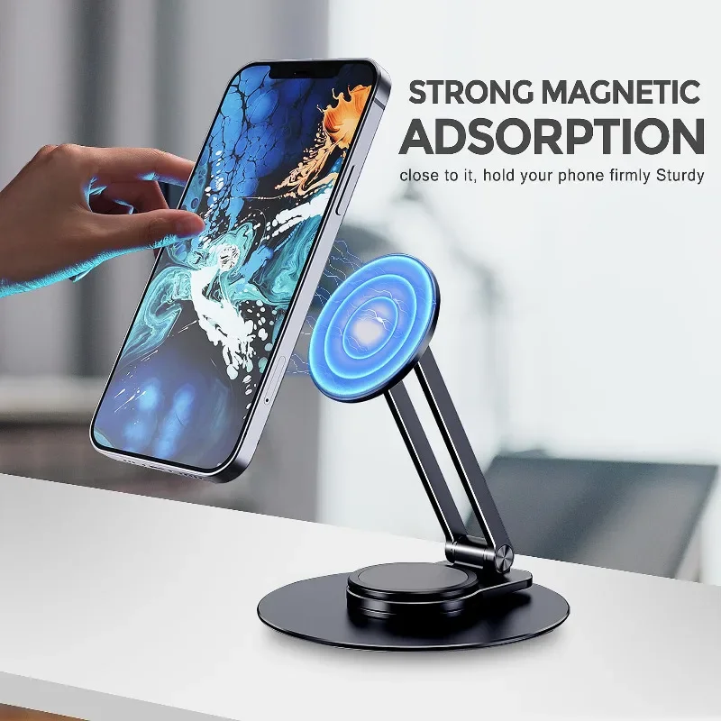 Dudukan telepon Desktop magnetik, dasar telepon aluminium untuk iPhone Samsung, kompatibel dengan Magsafe iPhone 15 14 13 12 Pro Max