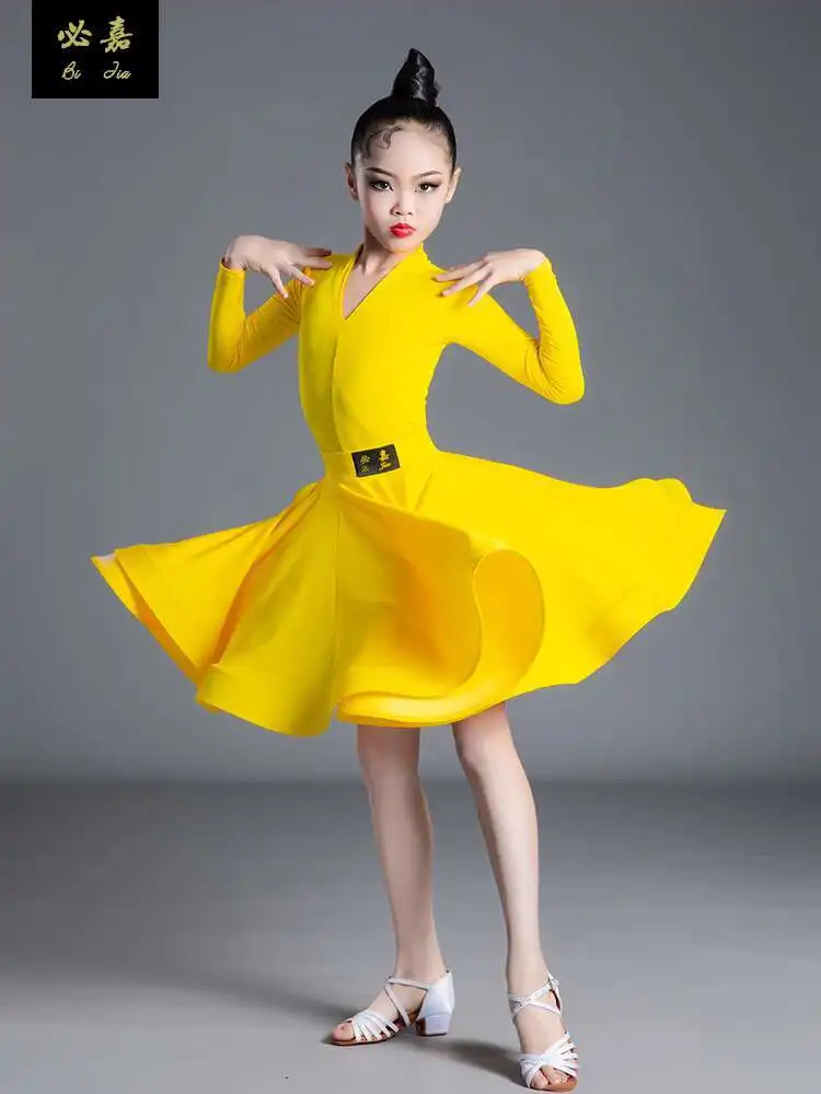 子供用ラテンダンス衣装、女の子用ダンス衣装、子供用練習衣装、女の子用半袖ワンピースラテンダンス