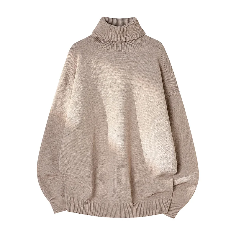 

Теплая модная вязаная мужская базовая рубашка с высоким воротником и длинным рукавом, универсальная, простого стиля, зимняя, из полиэфирного волокна