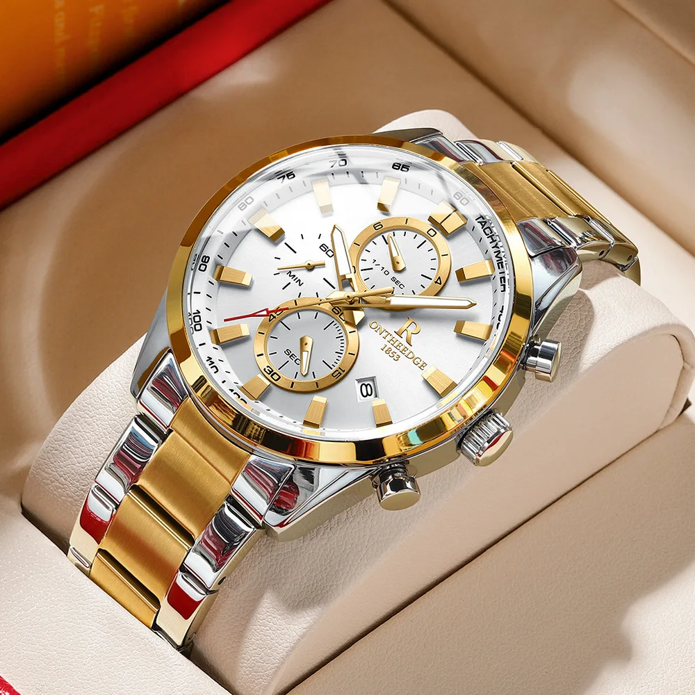 ONTHEEDGE brand new men's three-eye multi-functional quartz watch waterproof cross-border hot-selling luminous business watch