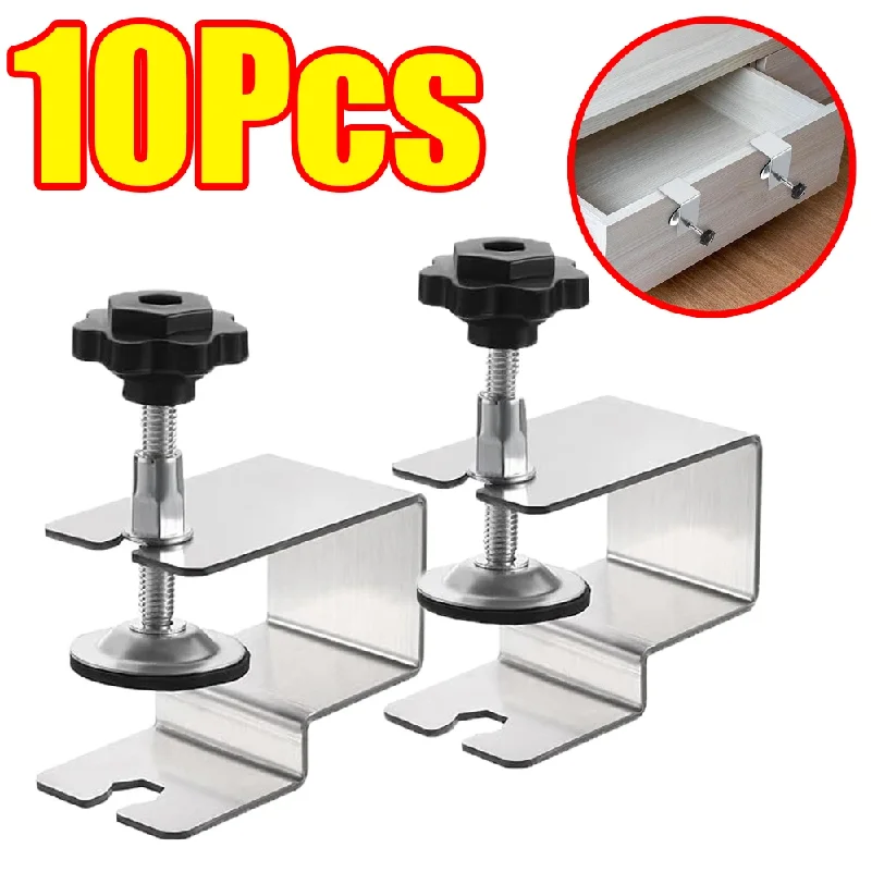 1-10Pcs Woodworking Jig Drawer Front Installation Clamps Stainless Steel Cabinet Jig Drawer Fixing Clip Tool for Tables Desks