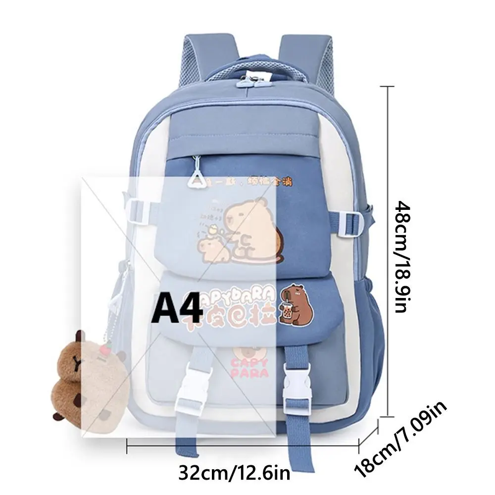 Spacious Nylon Capybara Backpack Large Capacity Lightweight Children's Backpack Alleviate Burden Capybara Bookbags School Use