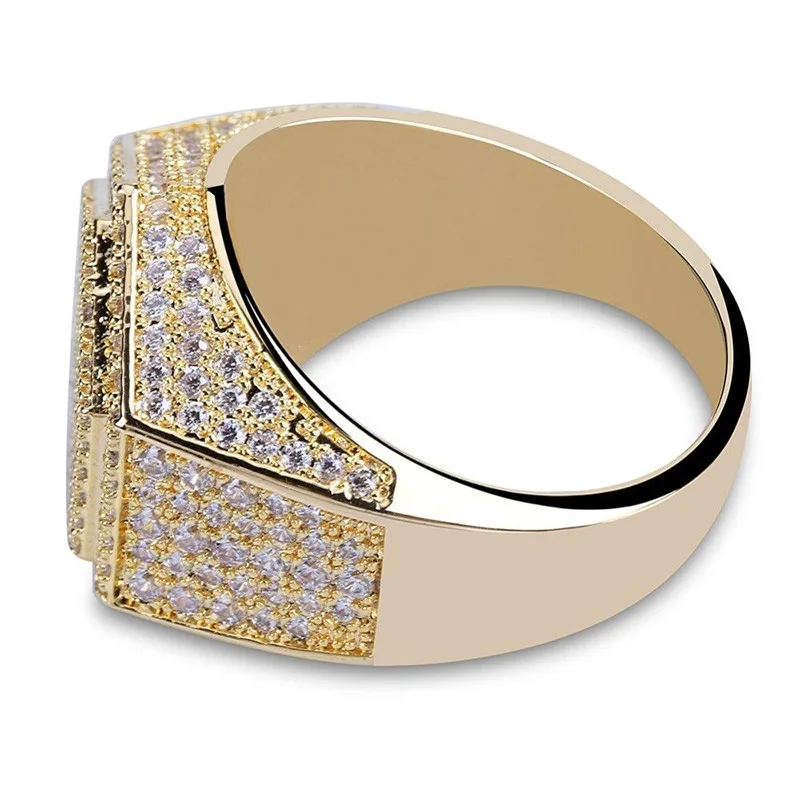 Milangirl Fashion Men Rings Copper Gold silver Color Ring Iced Out Bling Pave Cubic Zirconia Geometry Ring Charms For Men Gift - Image 3