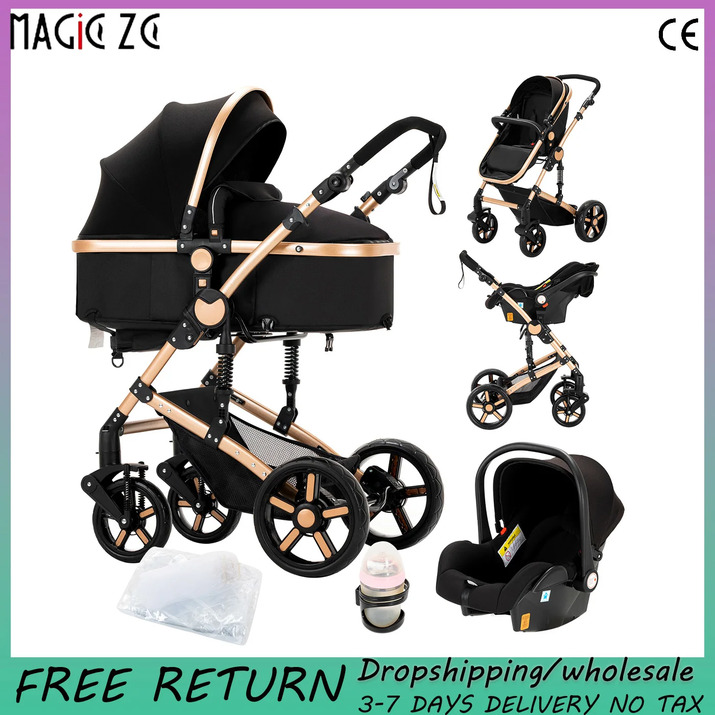 

Дорожная система детской коляски 3-в-1 с люлькой и автокреслом, портативная складная дорожная система для новорожденных и малышей