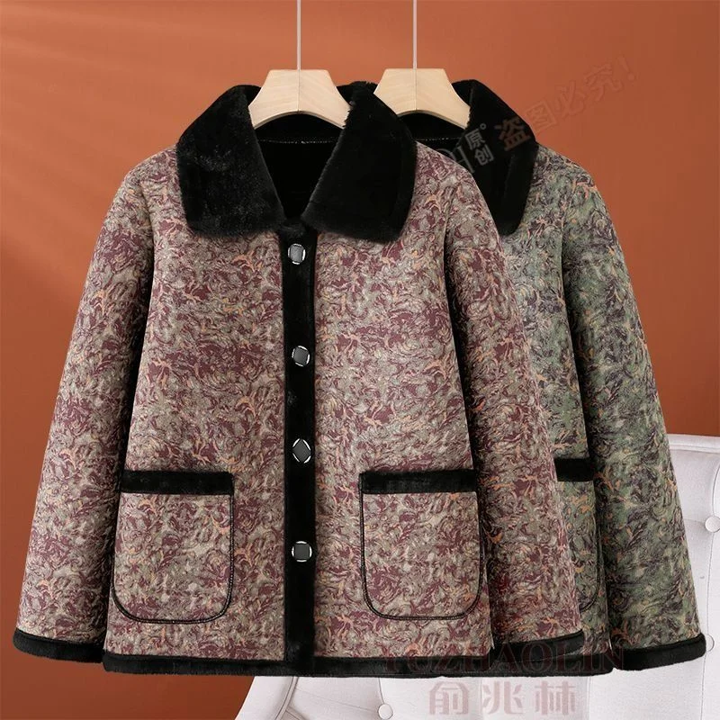 

Отложной воротник для пожилых людей, утепленная хлопковая стеганая куртка, пальто, зимняя женская теплая одежда, верхняя одежда для бабушки, стеганые куртки для мам